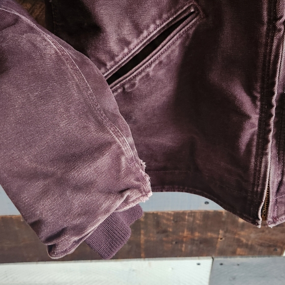 Carhartt Y2K Purple Brown Heavy Hooded Chore Utility Coat RN 14806 Size Small - Picture 5 of 14